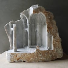 An artist carving a sculpture from a block of stone