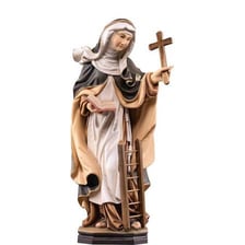 A statue or religious depiction of a canonized female saint.