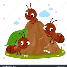 A worker ant beside the entrance to an anthill.