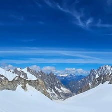 Snow-covered Mont Blanc rising in the Alps