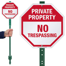 A warning sign intended to deter people from trespassing