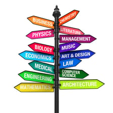 College students discussing possible fields of study