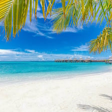 A traveler relaxing on a sunny beach during a vacation
