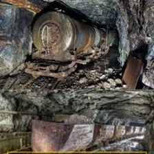 A mineral-bearing ore deposit exposed in a mine