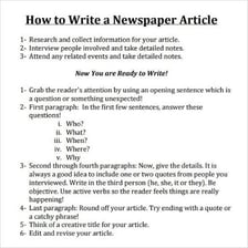 The opening paragraph of a newspaper article