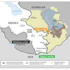 A map showing Iran and Azerbaijan as neighboring countries