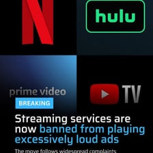 A streaming video paused for an advertisement.