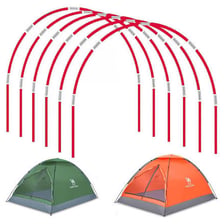 A pole supporting the structure of a camping tent
