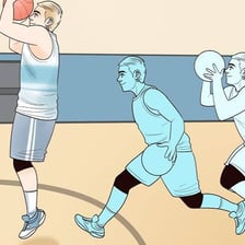 A player taking an uncontested, easy basketball shot.