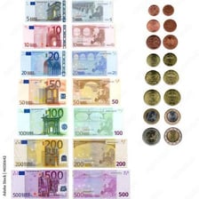 Euro banknotes and coins.
