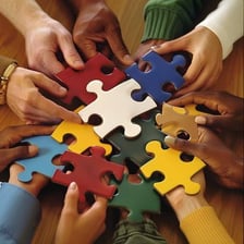 Puzzle pieces fitting together neatly