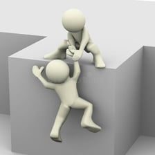 A person offering gentle assistance to someone else.