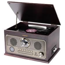 Vintage rock records beside a radio