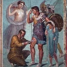 A dramatic illustration depicting a large-scale heroic story