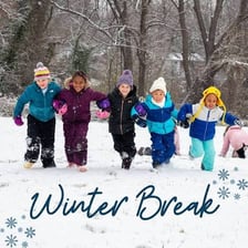 Students enjoying a snowy winter holiday.