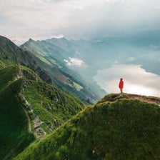 A person gazing at a spectacular landscape