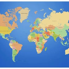 A political world map showing countries and their locations.