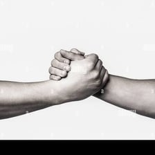One person relying on another person's helping hand