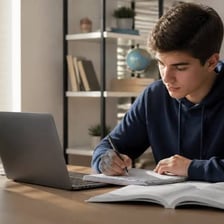 Student studying in an academic setting