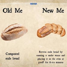 A loaf of bread that has become stale and dry.