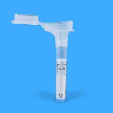 A saliva collection tube used for DNA testing.