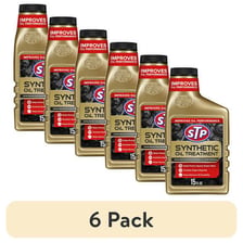 A bottle of STP automotive treatment product.