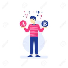 A person making a choice between two alternatives