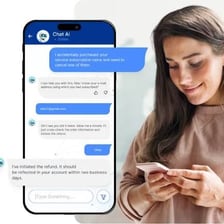 A chatbot interface offering help to a customer.