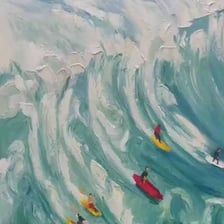 A surfer riding an ocean wave