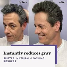 Person applying hair dye to cover gray hair