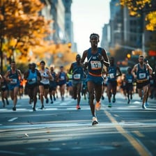 A runner positioned at the front of a race