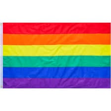A rainbow Pride flag associated with the LGBT community.