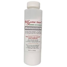 A container of lye-based drain cleaner.