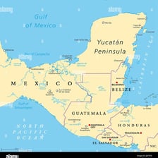 A map showing Mexico’s Yucatán Peninsula.