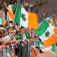 An Irish celebration featuring the green, white, and orange flag.