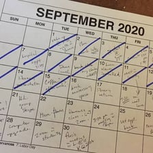 A calendar showing several recent days