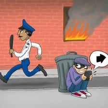 An illustration representing someone helping another person commit wrongdoing.