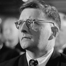 A portrait of composer Dmitri Shostakovich.