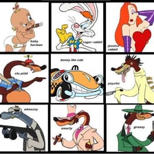 Animated cartoon characters in the visual style associated with Who Framed Roger Rabbit.