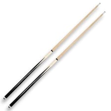 Pool cue sticks resting beside a billiards table.