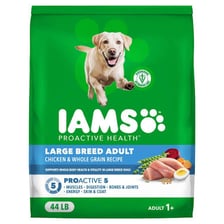 A bag of Iams pet food