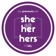 An educational display of the pronouns she, her, and hers.
