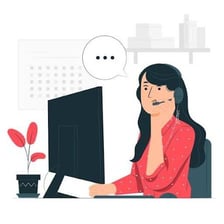 A computer user contacting an IT help desk