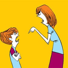 A child speaking defiantly to a parent.
