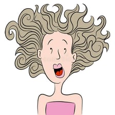 Illustration of hair sticking straight upward