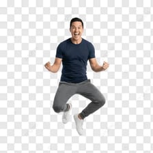 An energetic person expressing enthusiasm.