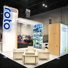 Rows of exhibition booths at a trade show