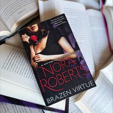 A display of Nora Roberts romance novels