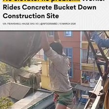 A pail being used at a construction site.