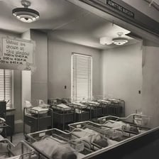 A newborn resting in a hospital nursery